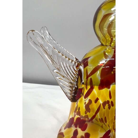 Zorza Handblown Glass Christmas Angel Figurine With Yellow & Red Swirl Pattern - Picture 5 of 8